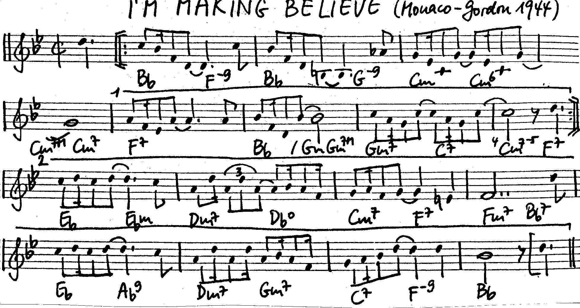 i'm making believe free jazz leadsheet - Courtesy of the Jungle Jazz Band